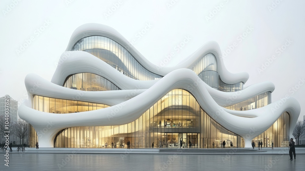 Poster modern architectural design with flowing lines