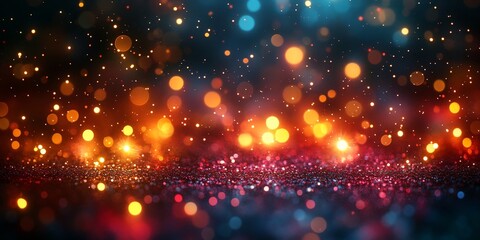 Obraz premium Colorful bokeh lights on dark background for festive celebrations