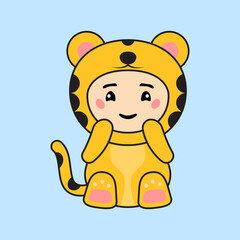 Cute Kids Character in Tiger Costume