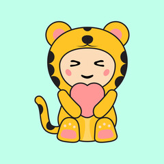 Cute Kids Character in Tiger Costume