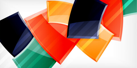 Round 3d shapes, plates background. Creative composition design template