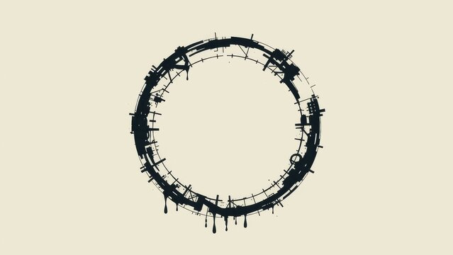 Abstract black circle with dripping edges