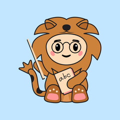 Cute Kids Character in Lion Costume