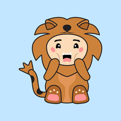 Cute Kids Character in Lion Costume