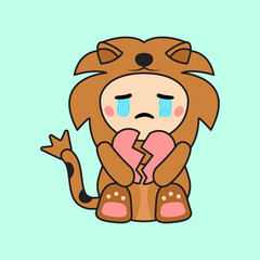 Cute Kids Character in Lion Costume