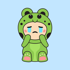 Cute Kids Character in Frog Costume