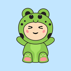 Cute Kids Character in Frog Costume