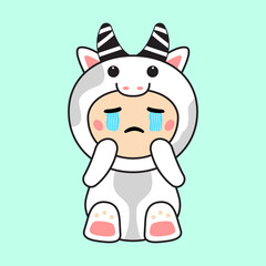 Cute Kids Character in Cow Costume