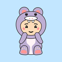 Cute Kids Character in Hippo Costume