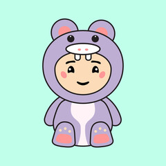 Cute Kids Character in Hippo Costume