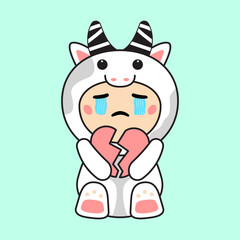 Cute Kids Character in Cow Costume