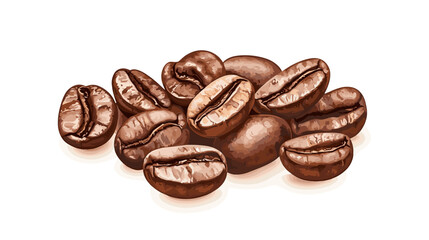Obraz premium Coffee beans cafe isolated coffe on white background. Vector illustration
