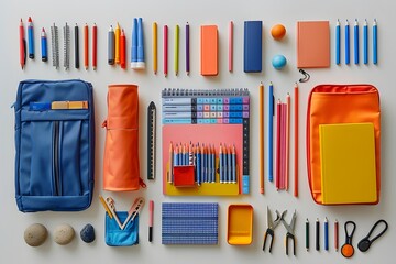 Colorful Collection of School Supplies and Stationery Items