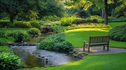 Fototapeta premium Tranquil moments in a lush garden