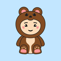 Obraz premium Cute Kids Character in Bear Costume