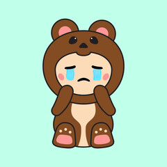 Cute Kids Character in Bear Costume