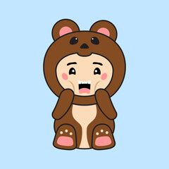 Cute Kids Character in Bear Costume