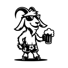 Funny Goat with a Beer
