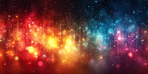 Obraz premium Colorful bokeh lights on dark background for festive celebrations