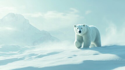 Majestic polar bear in soft focus