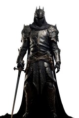 Fototapeta premium Black knight sword weapon white background.