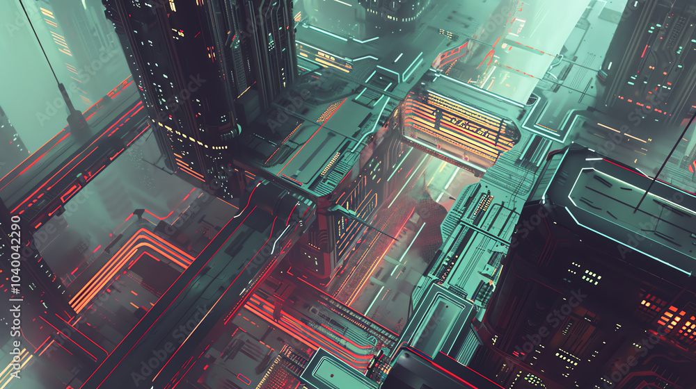 Poster capture the sleek lines of futuristic technology with the intricate detailing of art nouveau in a pi