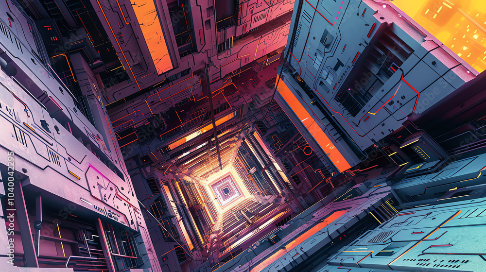 Poster capture the sleek lines of futuristic technology with the intricate detailing of art nouveau in a pi