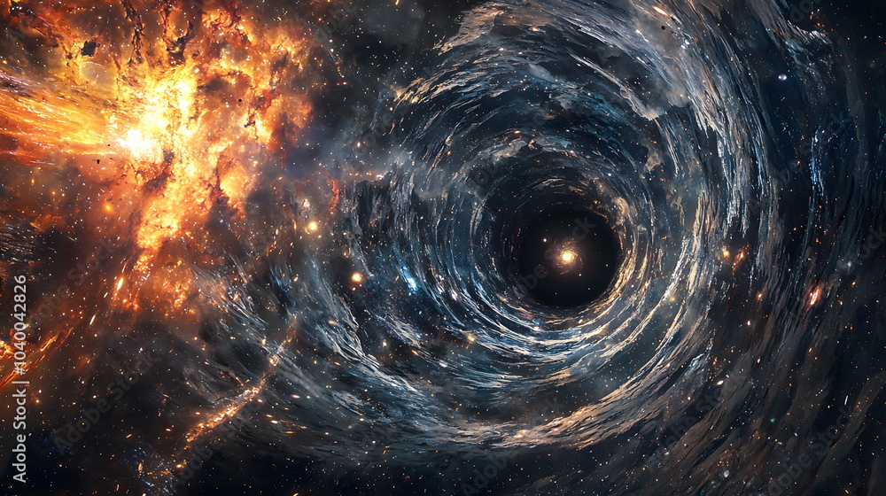 Poster a cosmic journey through a starry vortex exploring the mysterious explosion of celestial wonders in 