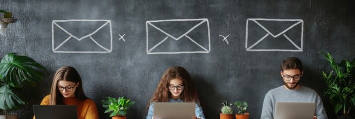 Email Newsletter Campaign Strategy Session, marketers brainstorming content, design, and engagement tactics for subscriber outreach and retention