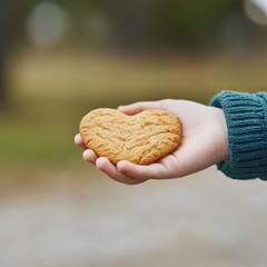 Heart-shaped cookie held in hand