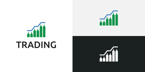 Trading candlestick logo icon template.
