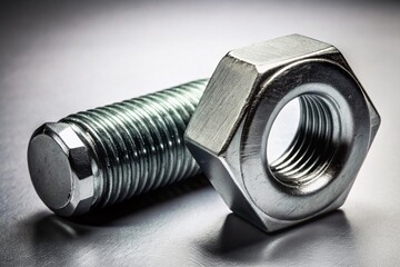 Isolated 3D Bolt and Nut on White Background - Perfect for Industrial and Mechanical Design Projects
