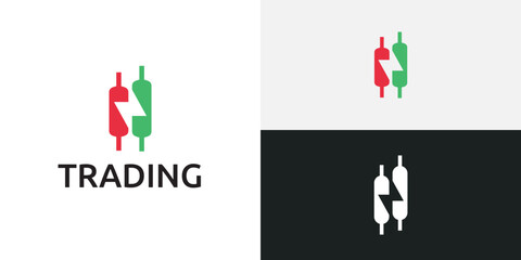 Trading candlestick logo icon template.