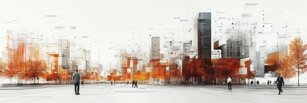 Urban Innovation through Data Analytics, researchers analyzing data to improve city planning and development strategies for sustainable growth