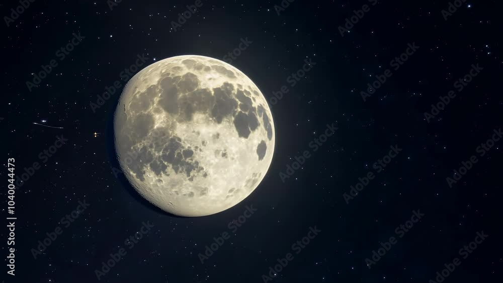 Wall mural a large moon is in the sky, surrounded by many stars. concept of wonder and awe at the vastness of t
