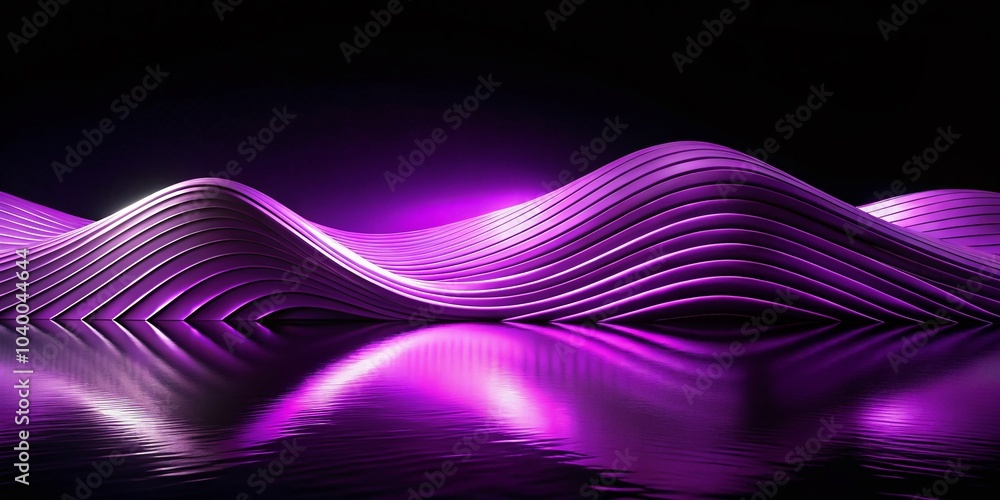 Poster isolated minimal purple wave patterns on black background - architectural elegance in design