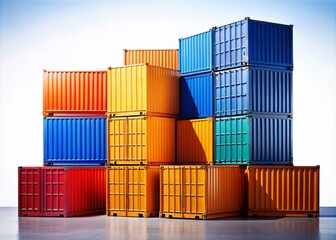 Fototapeta premium Isolated Silhouette of Containers on White Background for Minimalist Design and Commercial Use