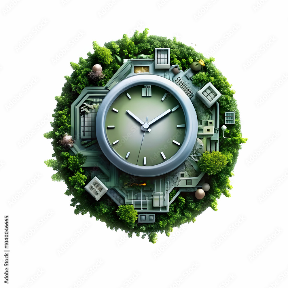 Poster abstract clock ai elements business efficiency time management technology combined image concept pho