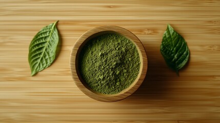 Herbal Powder in Wooden Bowl