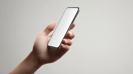Hand holding smartphone device touching screen