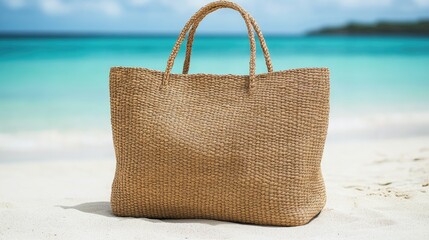 Large Woven Beach Bag by the Shore