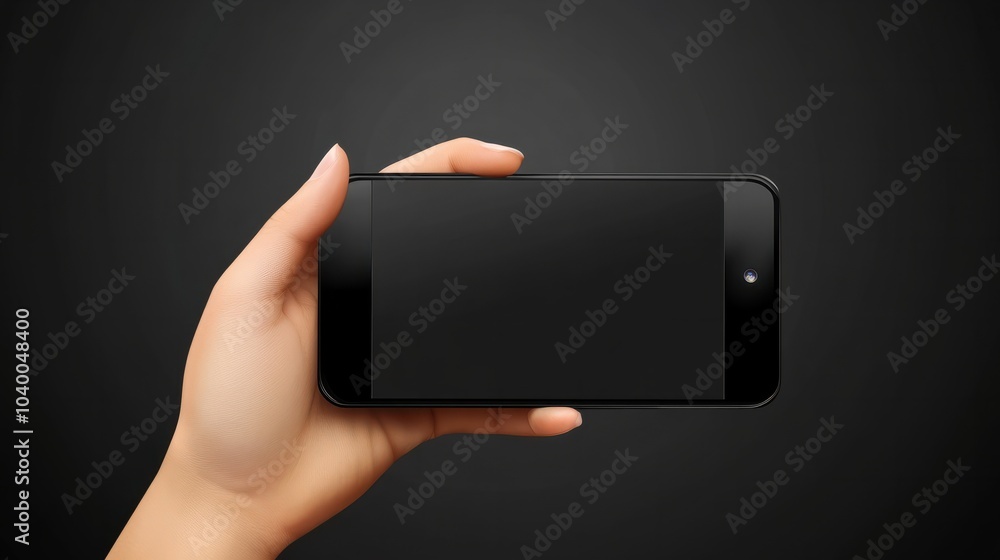 Poster Hand holding smartphone with blank screen