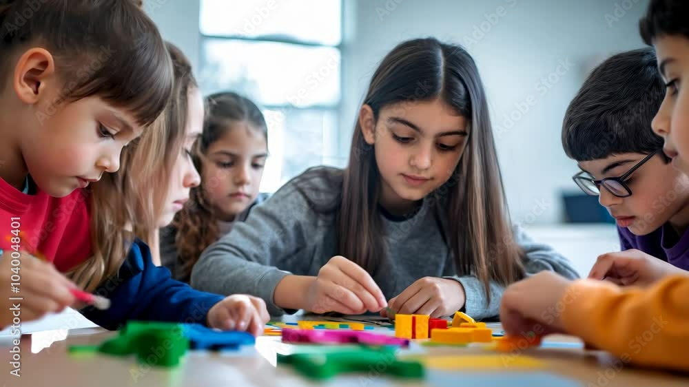 Poster children engaged in creative play with colorful materials on a table.