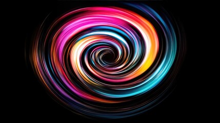 Dynamic spiral of swirling vivid colors with a black background, creating a feeling of motion and depth.