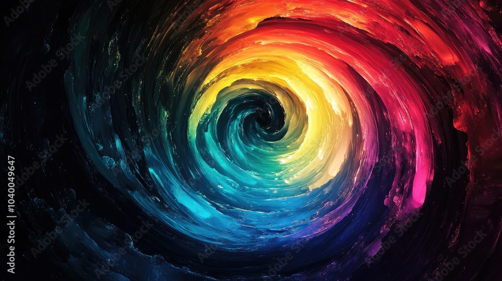 Aufkleber a mesmerizing swirl of rainbow colors against a black void, creating a sense of motion and depth.