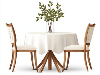A beautifully set dining table with a vase of greenery, perfect for cozy meals and elegant gatherings.