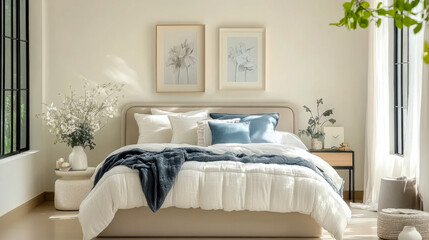 Scandinavian style interior design of modern bedroom
