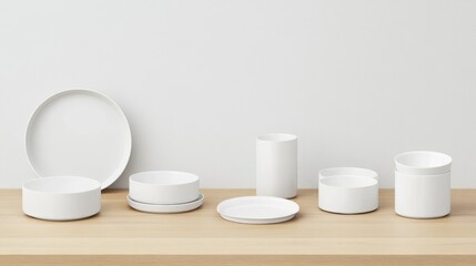 Elegant White Ceramic Dishware Set Arrangement