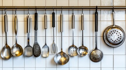 Modern Stainless Steel Kitchen Utensils Display
