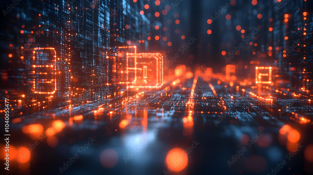 Poster 3d quantum key distribution macro shot for esg data transmission concept, featuring quantum particle